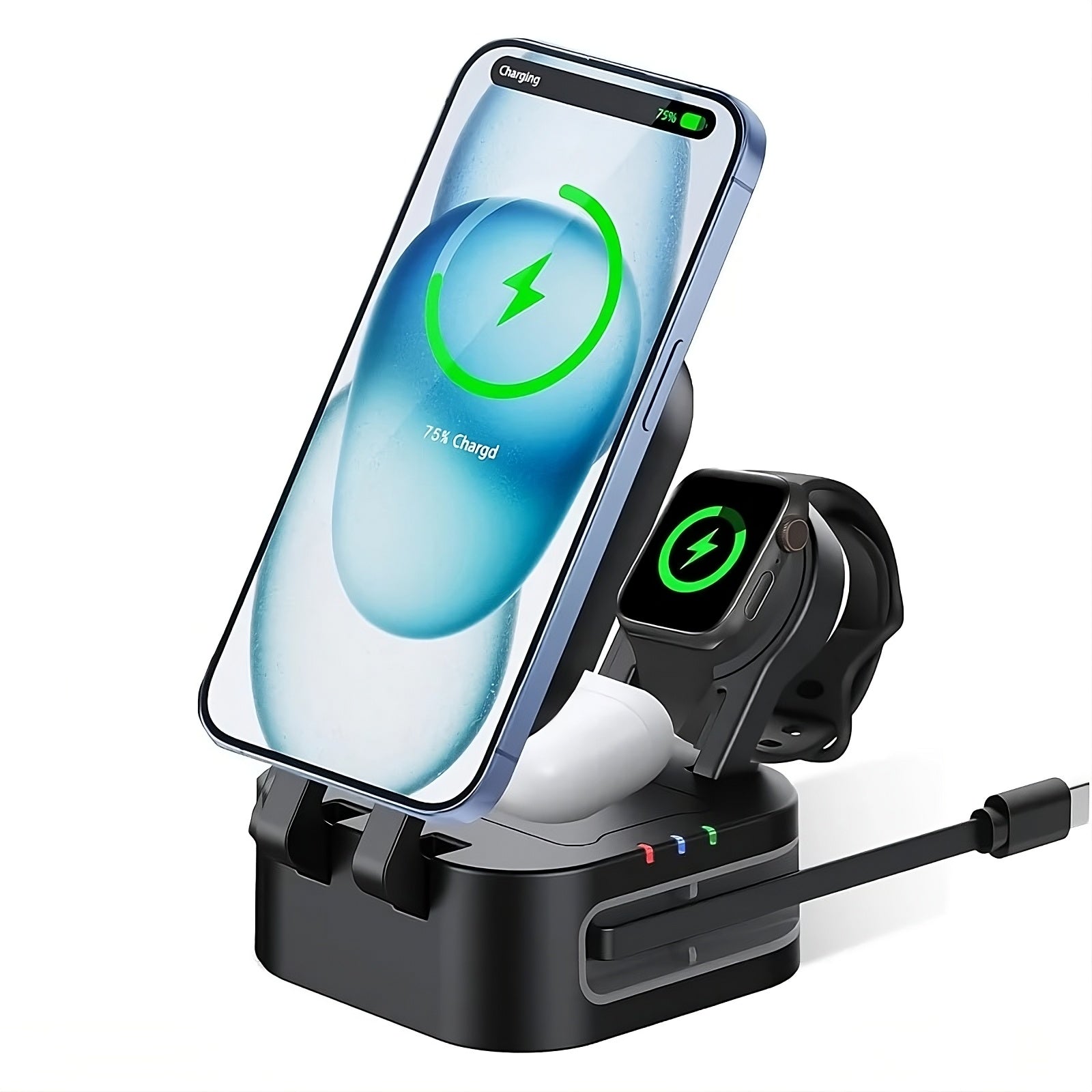Magnetic 3 in 1 Wireless Charger Station With Extension Cords - AgTechShop